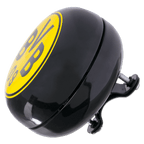 Black-and-yellow XXL bicycle bell featuring the Borussia Dortmund club logo, ideal for fans and cyclists.