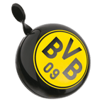 Schwarzgelbe BVB-Fahrradklingel XXL mit großem BVB-Logo, perfekt als Fanartikel für Borussia Dortmund-Fans.