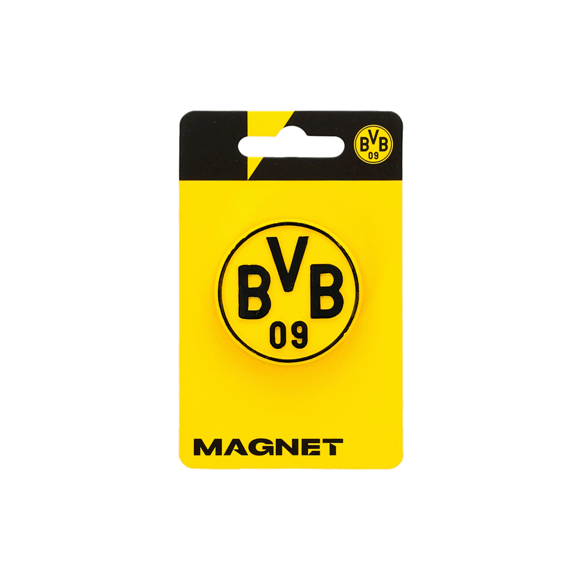 Round BVB magnet featuring the black-and-yellow emblem and club name, perfect as a fan item or decoration.