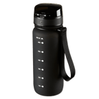 Gourde de sport BVB Tritan d'une contenance de 650 ml, de couleur noire, avec graduation et sangle de transport : un accessoire pratique pour les supporters du BVB.