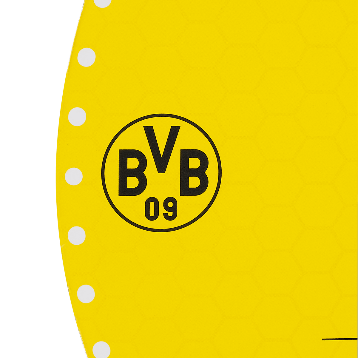 Kinder-Wanduhr in schwarzgelb mit EMMA-Maskottchen-Motiv und deutlich sichtbarem BVB-Logo, ideal für junge Borussia Dortmund Fans.