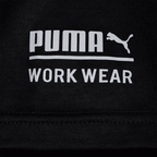 Camiseta de trabajo negra del BVB con un llamativo logotipo blanco de PUMA y la inscripción «Workwear» en la parte delantera.