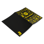 Quaderno dei compiti nero del BVB in formato A5 con logo giallo del BVB, elementi grafici e la scritta "Hausaufgabenheft", perfetto per la scuola e per i tifosi.