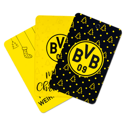 The BVB gift tag set includes several black-and-yellow tags featuring Christmas motifs and the BVB logo. Perfect for Borussia Dortmund fans.