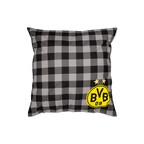Parure de lit réversible du Borussia Dortmund, avec un motif à carreaux noir et gris et le logo jaune du BVB sur la taie d'oreiller, idéale pour les supporters qui souhaitent décorer leur chambre.