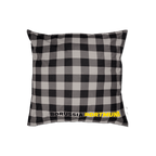 Parure de lit réversible BVB en noir et blanc, avec un motif à carreaux et l'inscription « BORUSSIA DORTMUND » en noir et jaune, idéale comme article de fan pour la décoration intérieure.