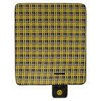 Manta de picnic negra y amarilla con diseño a cuadros y el logotipo del BVB. Tamaño: 130 x 150 cm, ideal para actividades al aire libre y de ocio.