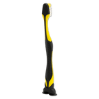 Spazzolino da denti nero e giallo del BVB per bambini, con impugnatura antiscivolo e nei colori del Borussia Dortmund.