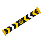 这款BVB围巾采用黑黄双色，带有锯齿形图案、醒目的BVB队徽以及“BORUSSIA”字样，是多特蒙德球迷的完美之选。
