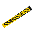 Bufanda del BVB en negro y amarillo con el nombre «Borussia Dortmund» en grandes letras. El complemento perfecto para los aficionados del Borussia Dortmund.