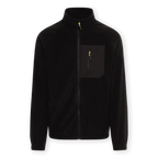 Veste polaire noire du BVB avec fermeture éclair jaune et poche poitrine plaquée arborant le logo du BVB, idéale pour les supporters du Borussia Dortmund.