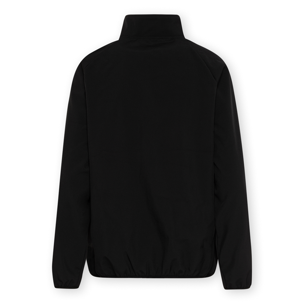 Chaqueta softshell del BVB para mujer en color negro, vista trasera. Ideal para las aficionadas del Borussia Dortmund y perfecta como chaqueta funcional para actividades al aire libre.