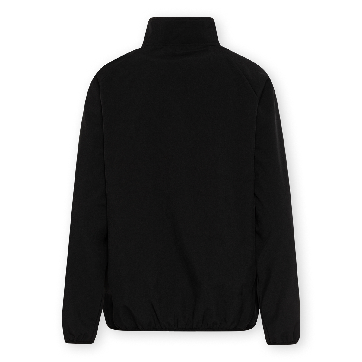 BVB-Softshelljacke für Frauen in schwarz, Rückansicht. Ideal für Fans von Borussia Dortmund und als funktionale Outdoorjacke geeignet.