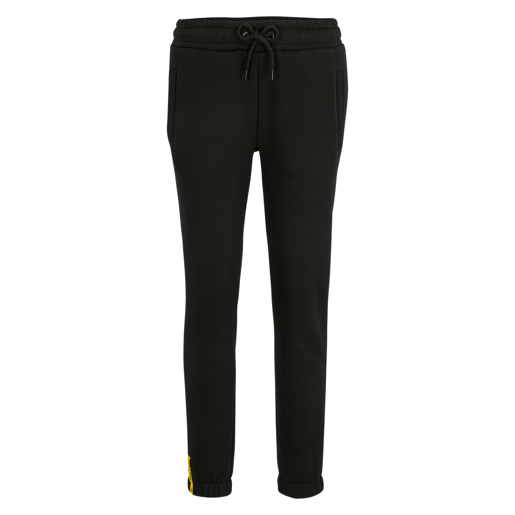 Pantalon de jogging noir pour femme issu de la collection BVB, orné du logo jaune du BVB et de l'inscription « Est. 1909 » sur la jambe.