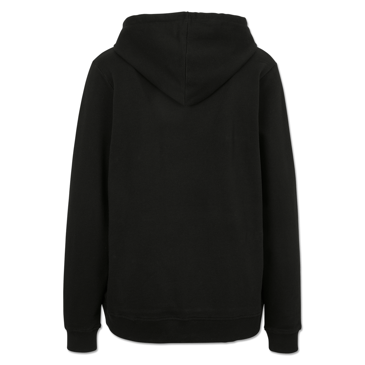 Schwarzer BVB-Hoodie in Unisex-Design mit Kapuze, Rückansicht.
