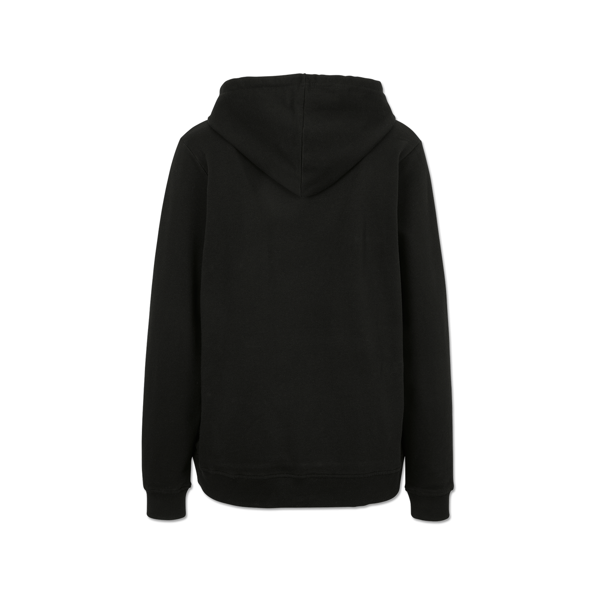 The back of a black BVB hoodie for kids, perfect for young Borussia Dortmund fans.