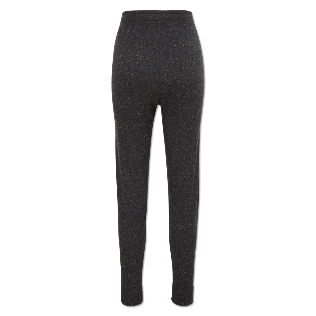 Vue de dos d'un pantalon de survêtement noir du BVB pour femme, à la coupe confortable, adapté aux activités sportives et aux loisirs.