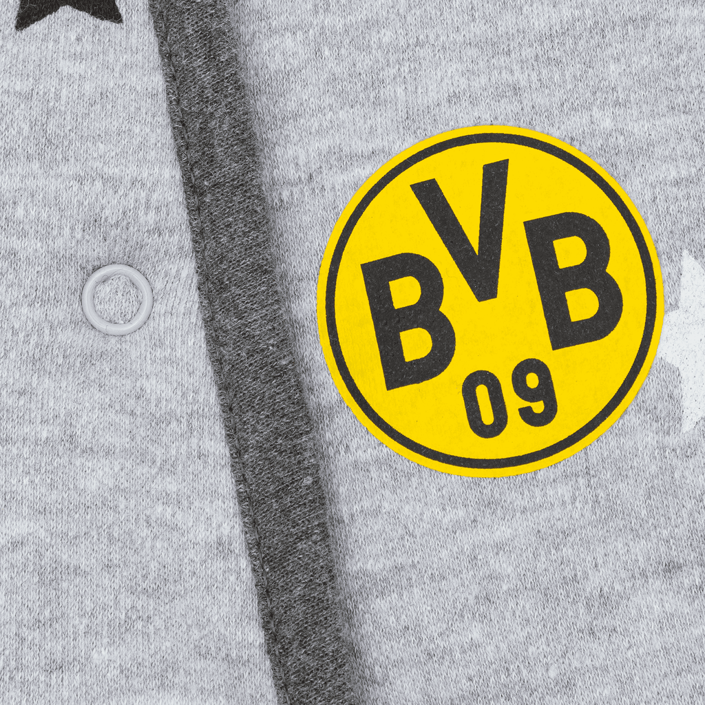 Sacco nanna grigio del BVB con il logo giallo “BVB 09” sul davanti, ideale per i piccoli tifosi del Borussia Dortmund.
