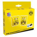 Water wings in a black-and-yellow design featuring the BVB logo, suitable for children ages 1–6 (11–30 kg), official Borussia Dortmund fan merchandise.