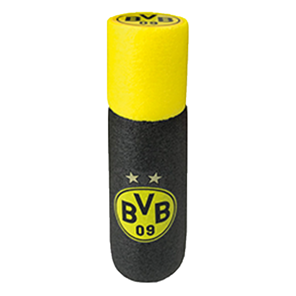 一款黑色和黄色相间的多特蒙德（BVB）泡沫发射器，印有多特蒙德队徽和两颗星，是多特蒙德球迷的理想之选。