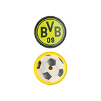 Borussia Dortmund foam shooter featuring the black-and-yellow BVB logo and a soccer motif, available as fan merchandise.