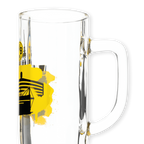 Bicchiere da birra del BVB con motivo dello skyline e dettagli nei colori nero e giallo, ideale per i tifosi del Borussia Dortmund, capacità 0,5 l.