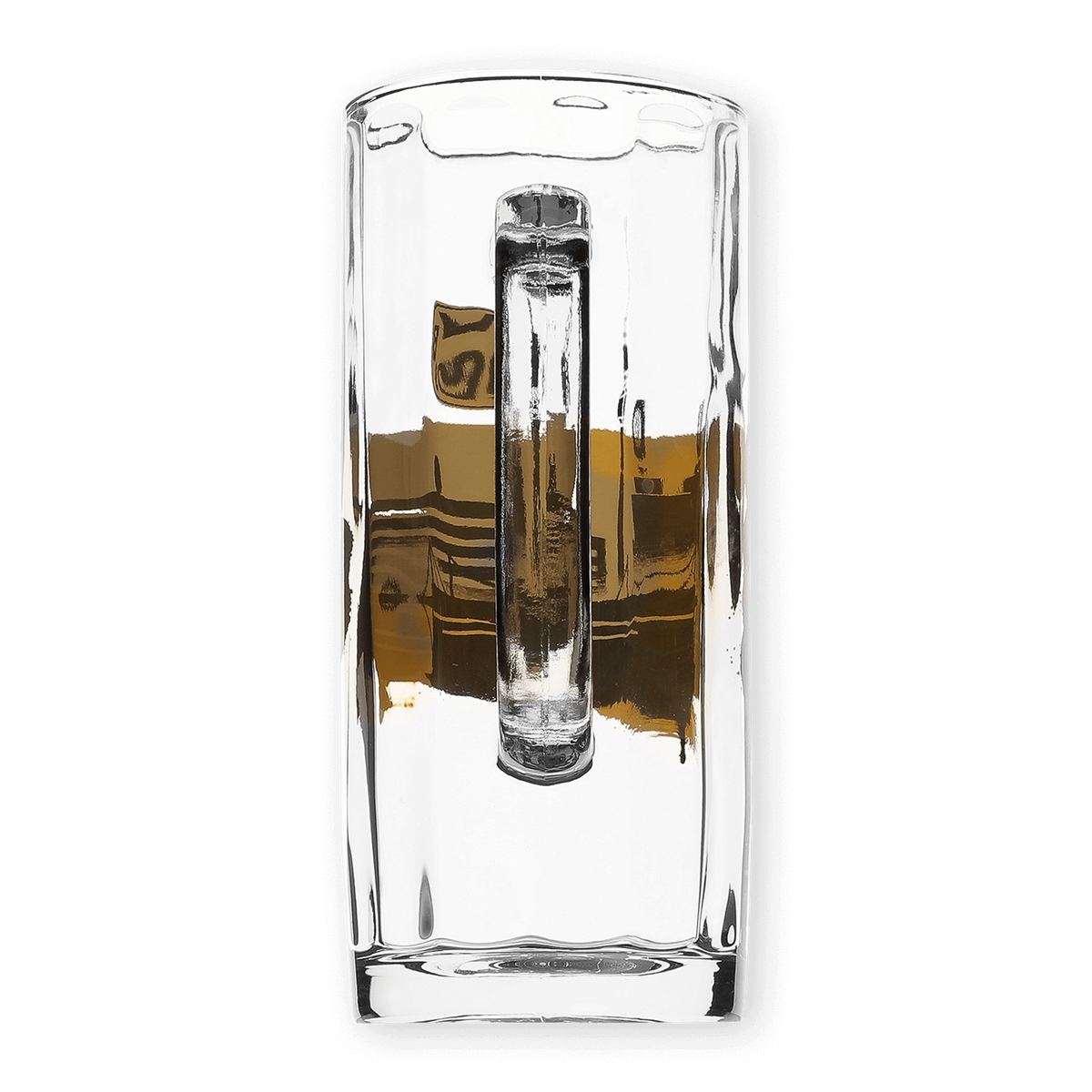 Bicchiere da birra trasparente del BVB con disegno dello skyline e una capacità di 0,5 litri. Perfetto per i tifosi del Borussia Dortmund.