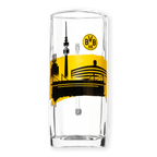 Elegante bicchiere da birra del BVB con lo skyline nero e giallo di Dortmund e il logo BVB 09, capacità di 0,5 litri, un must-have per i tifosi del Borussia Dortmund.
