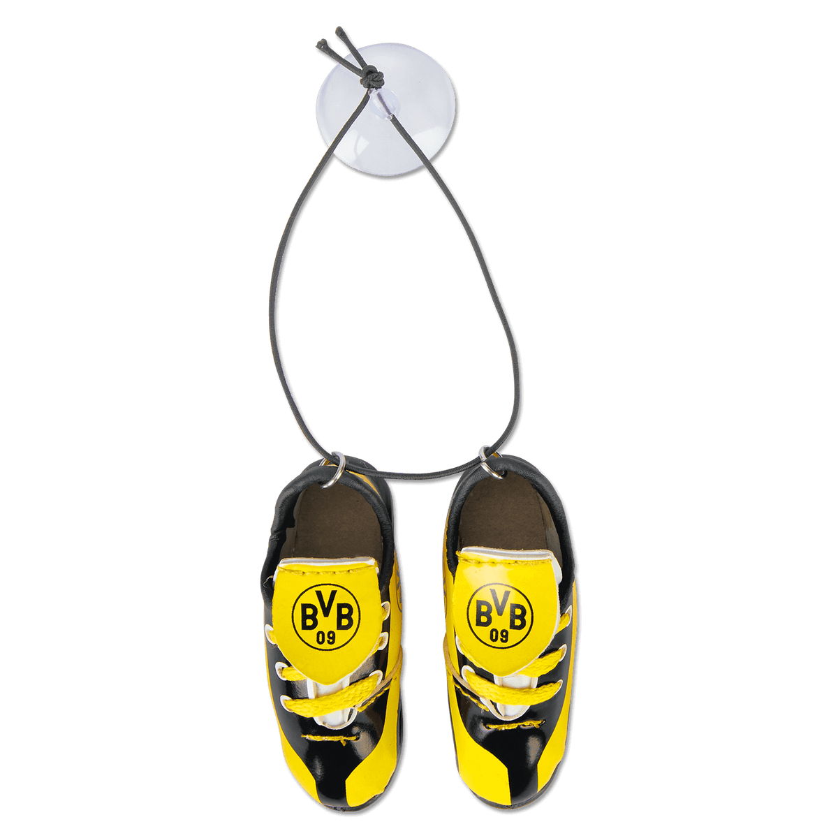 黑色和黄色相间的多特蒙德（BVB）汽车鞋，带有BVB 09标志。这是多特蒙德球迷的理想配饰，非常适合用来装饰您的爱车。