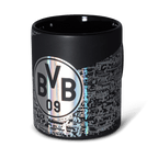这款黑色多特蒙德（BVB）马克杯配有全息标志和南看台图案，是多特蒙德球迷以及咖啡或茶爱好者的理想之选。
