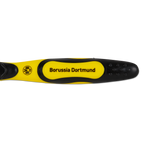 Brosse à dents noire et jaune arborant le logo et le nom du Borussia Dortmund, idéale comme article de supporter et accessoire du quotidien.