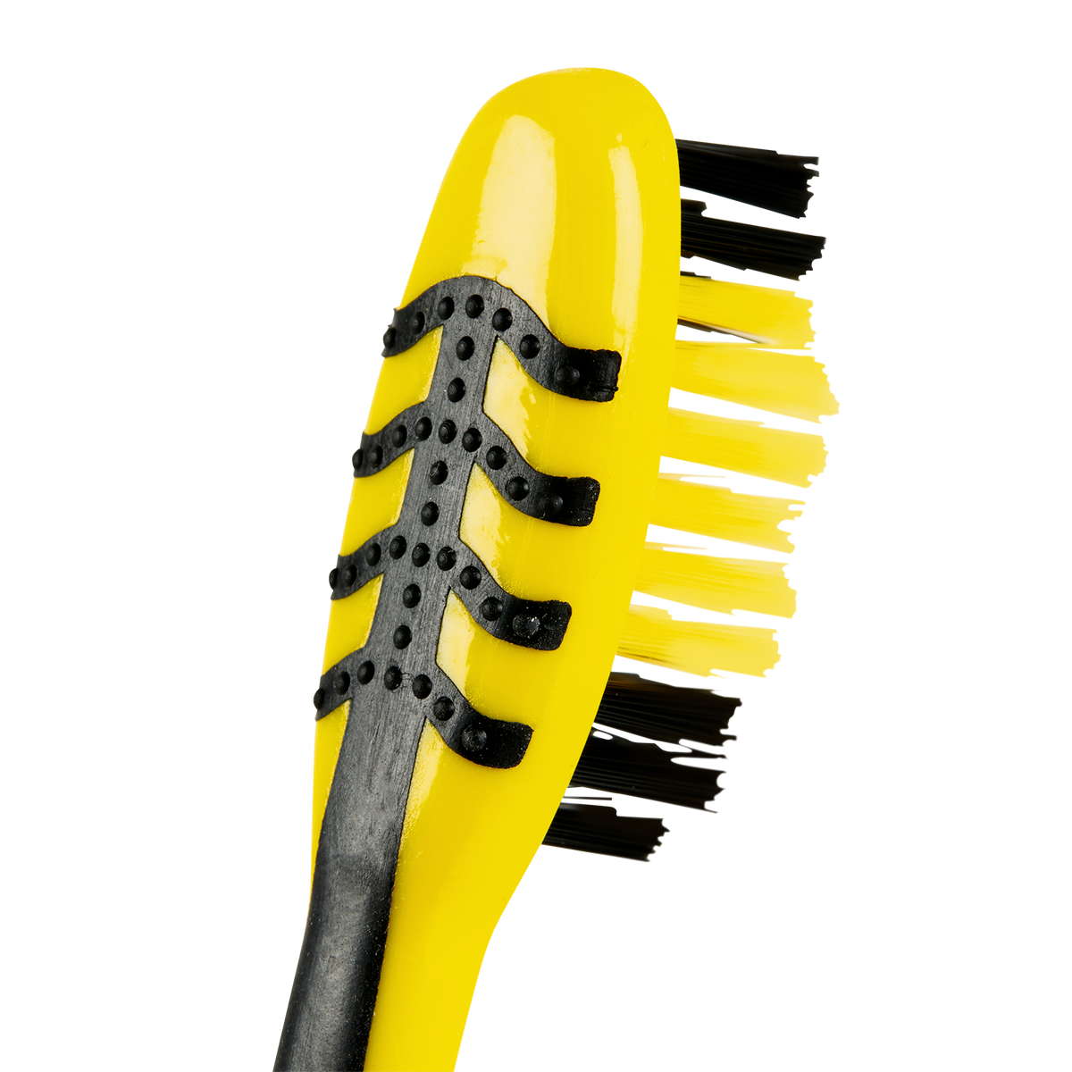 Brosse à dents BVB noir et jaune avec manche ergonomique, idéale pour les supporters du Borussia Dortmund ; un accessoire d'hygiène dentaire fidèle au club.