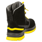 Robuster BVB-Sicherheitsstiefel Malocher 09 High in schwarzgelbem Design mit S3-Klassifizierung für optimalen Schutz und Komfort bei der Arbeit.