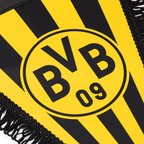 Gagliardetto decorativo del BVB con un accattivante motivo a strisce nero-gialle e un grande logo BVB 09 al centro.