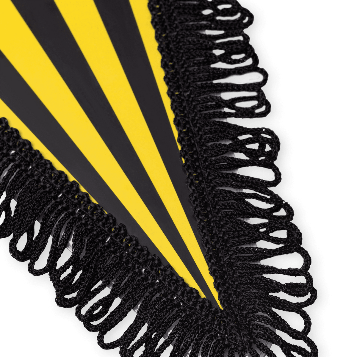 Gagliardetto del BVB con l’iconico motivo a strisce nero-gialle e bordo decorativo, ideale come gadget per i tifosi e come decorazione.