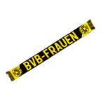 Bufanda del BVB para mujer, en colores negro y amarillo, con el logotipo del BVB y la inscripción «BVB-Frauen» vista de perfil.