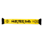 Black-and-yellow reversible scarf for kids featuring the EMMA design and the words "Nur der BVB," perfect for young Borussia Dortmund fans.