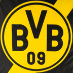 BVBの黒と黄色のヒスフラッグで、目立つ「BVB 09」のロゴが入っています。ボルシア・ドルトムントのファンなら誰にでもぴったりのアイテムです。