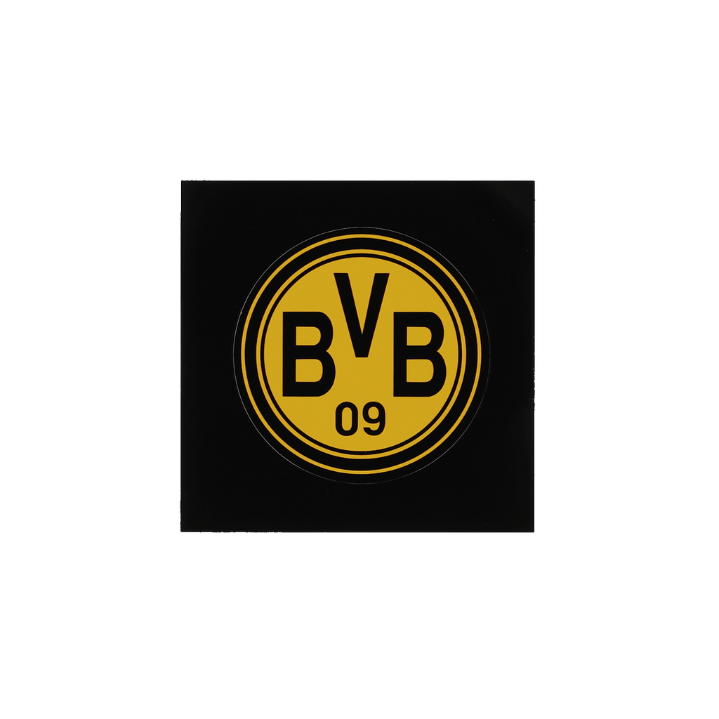一款印有黑黄配色队徽和“BVB 09”字样的多特蒙德复古贴纸，是多特蒙德球迷的理想周边商品。