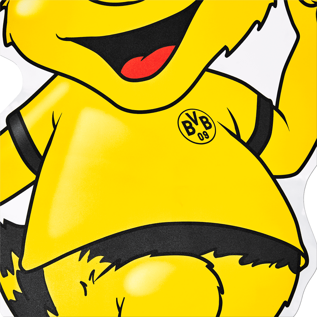 Un coloratissimo adesivo da parete del BVB EMMA nei colori nero e giallo, perfetto per i tifosi e per decorare la cameretta dei bambini.