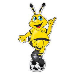Black-and-yellow wall decal featuring BVB's mascot EMMA with a soccer ball, a must-have accessory for Borussia Dortmund fans.