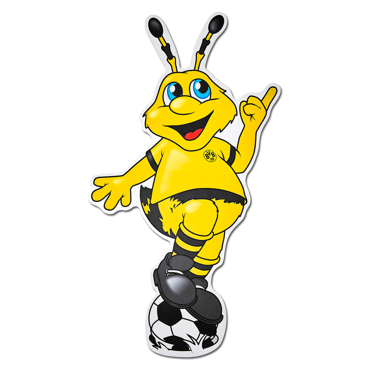 Schwarzgelbes Wandtattoo des BVB-Maskottchens EMMA mit Fußball als Accessoire für Fans von Borussia Dortmund.