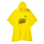 Poncho de pluie jaune du BVB avec capuche, emblème noir du BVB et inscription, idéal pour les jours de pluie et les supporters du Borussia Dortmund.