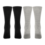 Un pack de 2 pares de calcetines BVB Business en colores negro y gris, perfectos para el día a día y para los aficionados del Borussia Dortmund.
