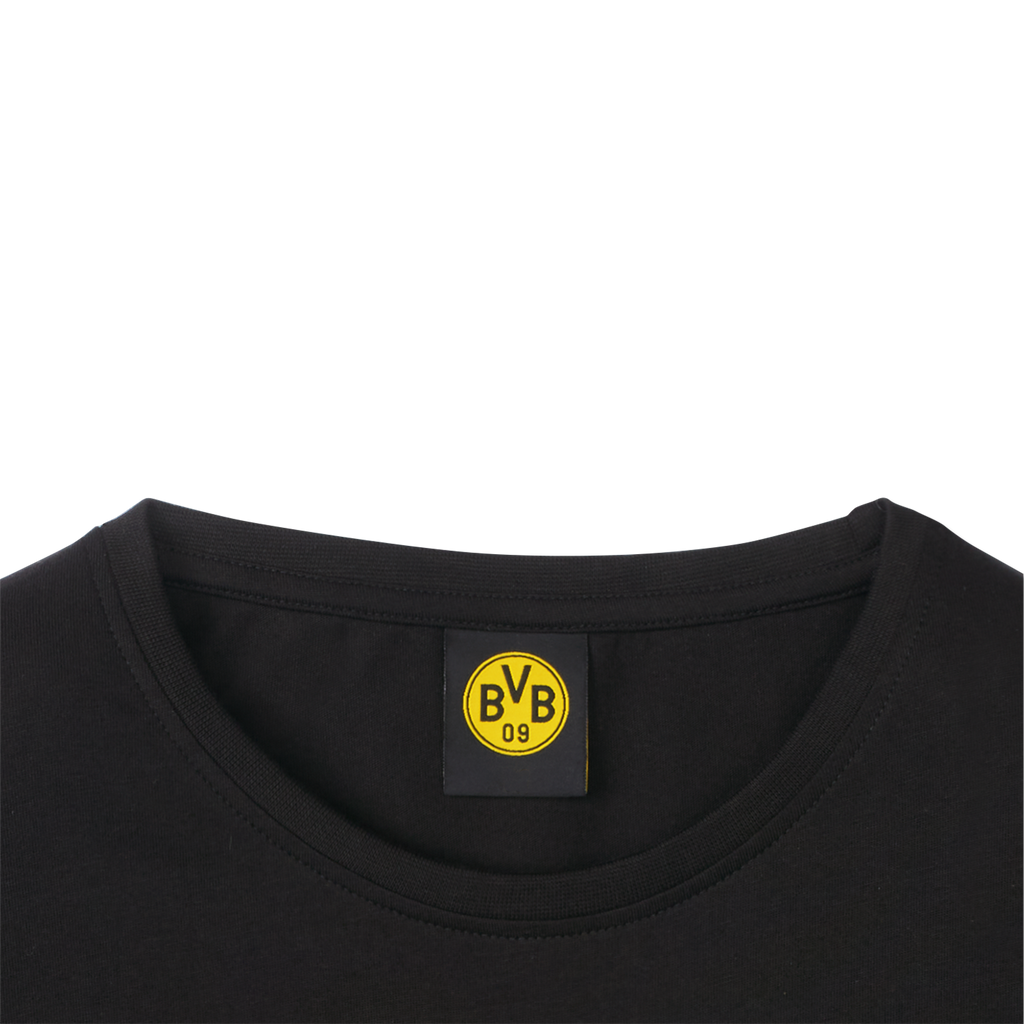 黑色多特蒙德（BVB）T恤，印有黄色俱乐部徽标，是多特蒙德球迷的理想之选。