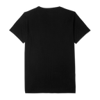 Vista trasera de una sencilla camiseta negra del BVB CLUB, de manga corta, ideal para los aficionados del Borussia Dortmund.