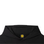 Sweat à capuche noir du BVB avec le logo jaune « BVB-09 » à l'intérieur de la capuche, idéal pour les supporters du Borussia Dortmund.