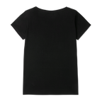 Schlichte Rückansicht eines schwarzen BVB Club T-Shirts für Damen, ideal für Fans von Borussia Dortmund.
