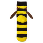 Chaussettes de sport BVB noir et jaune, à motif rayé et au design original inspirant les abeilles, avec des oreilles marron qui apportent une touche originale.