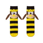 Chaussettes du BVB à rayures noires et jaunes avec le motif EMMA, idéales pour les supporters et les enfants.